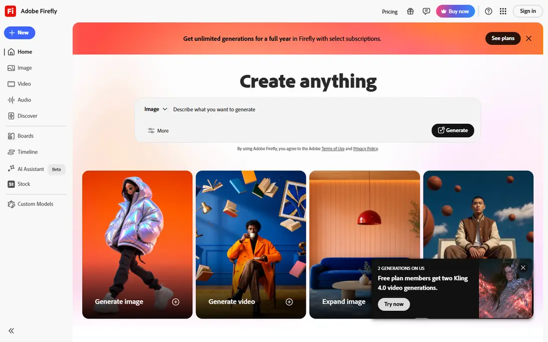 Adobe Firefly website