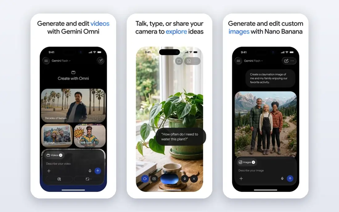 Google Gemini app screenshots