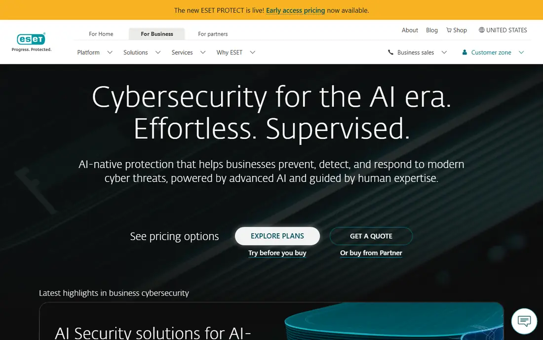 ESET PROTECT website