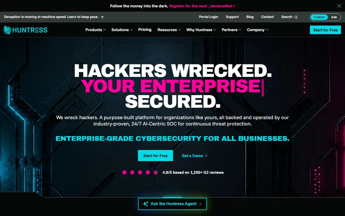 Huntress Managed EDR website