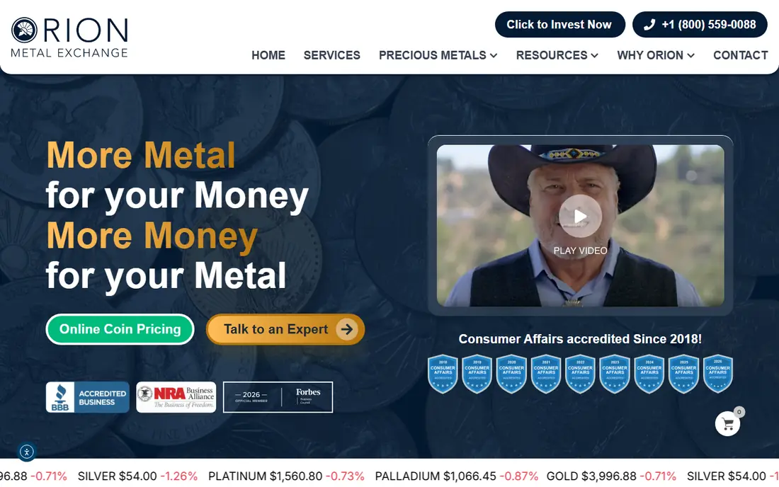 Orion Metal Exchange website