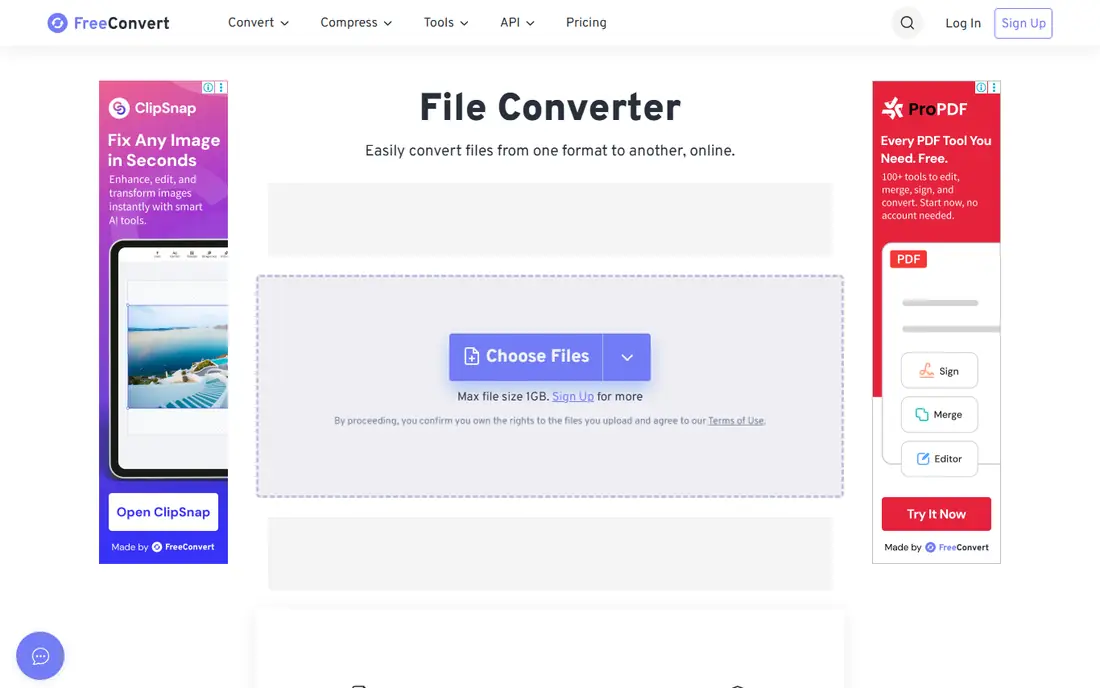 FreeConvert website