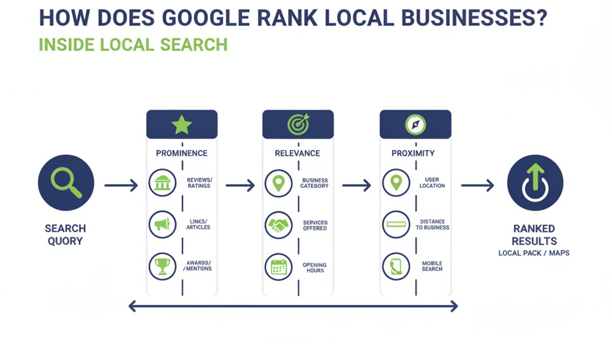 How Does Google Rank Local Businesses? Inside Local Search infographic