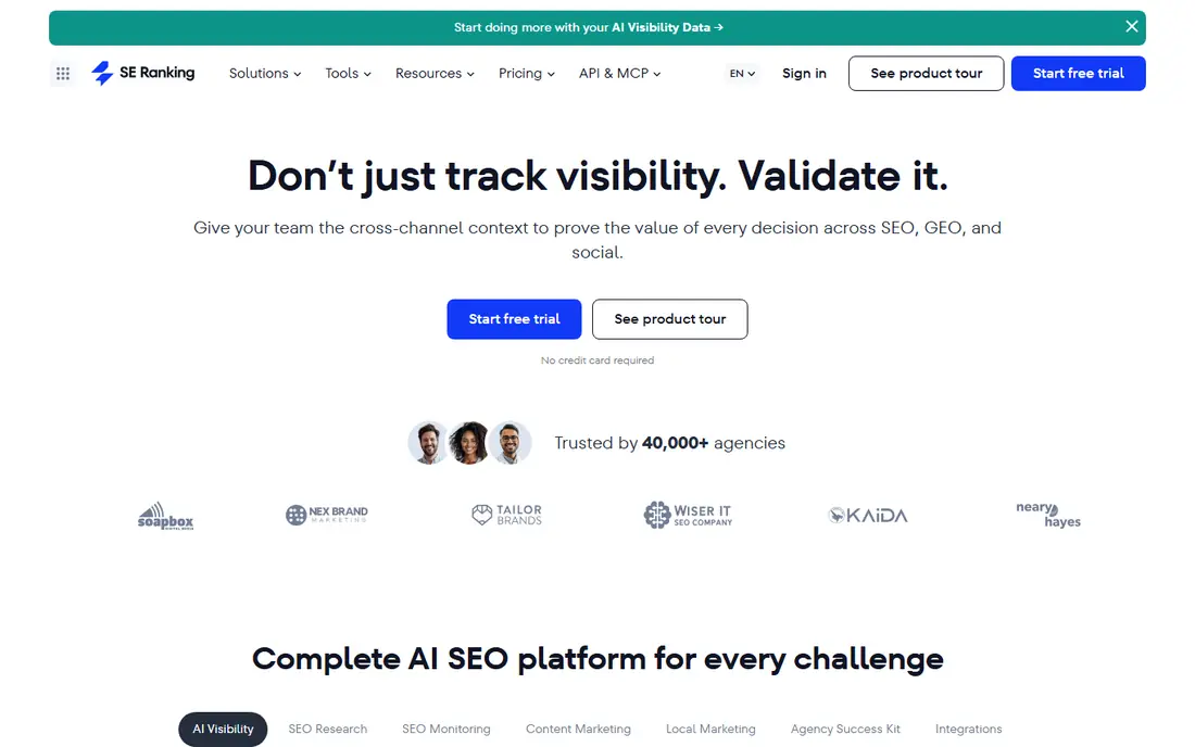 SE Ranking API website