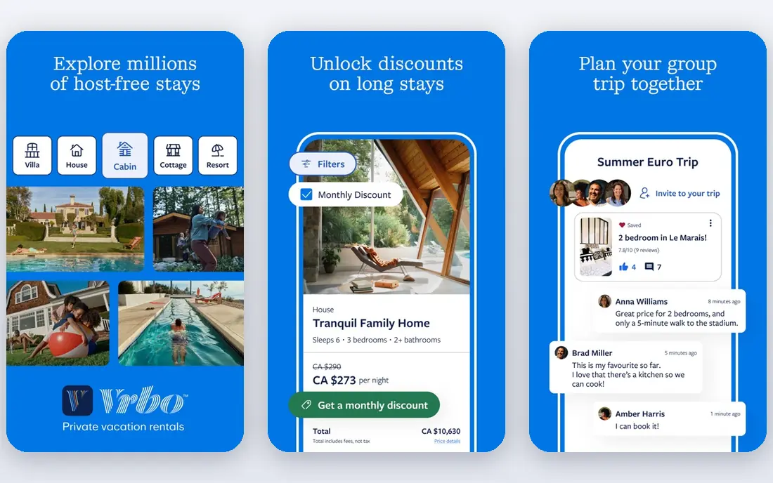Vrbo app screenshots