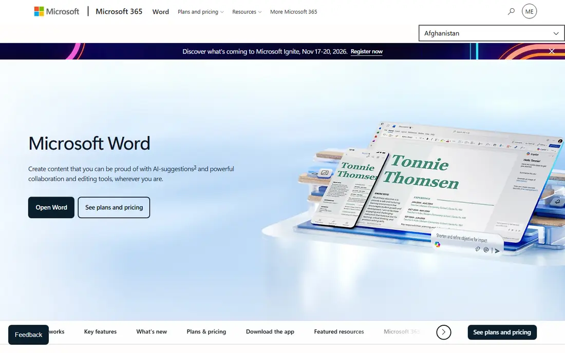 Microsoft Word website