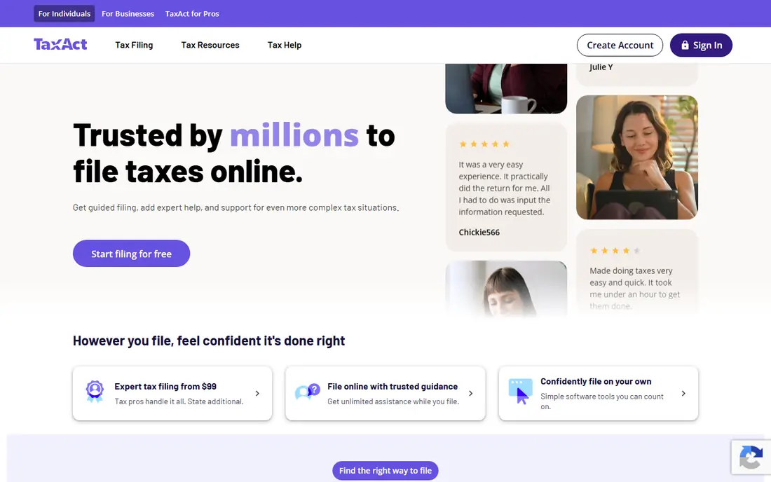 TaxAct website
