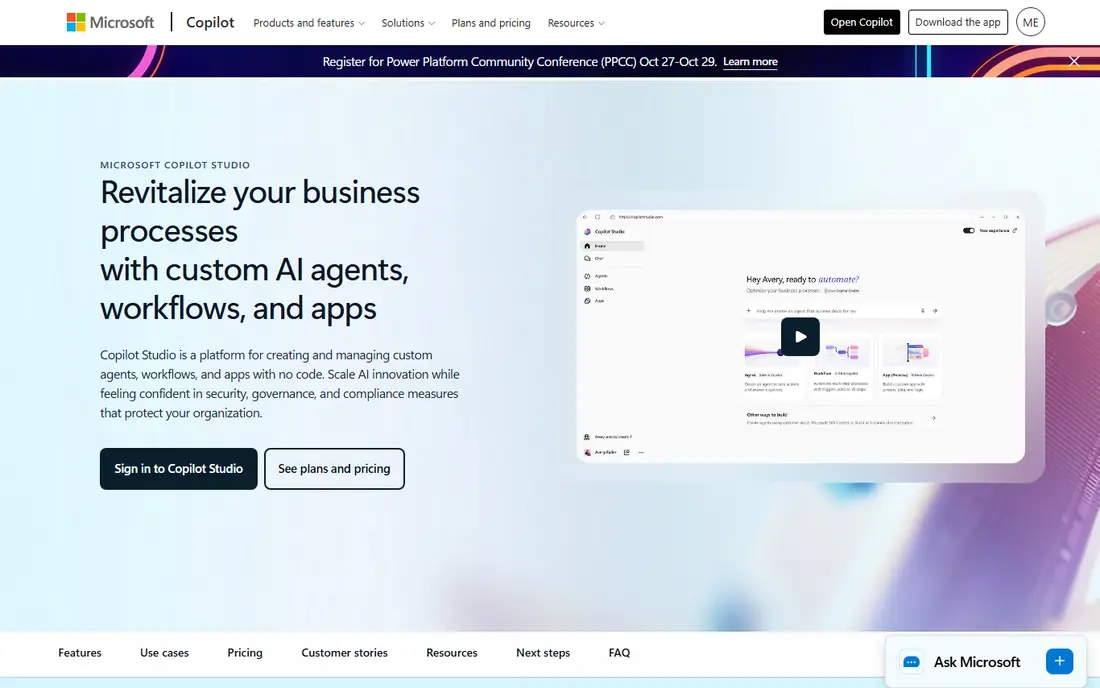 Microsoft Copilot Studio website