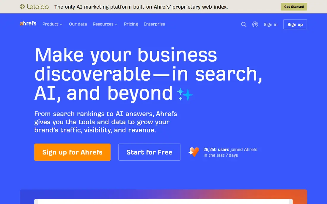 Ahrefs Brand Radar website