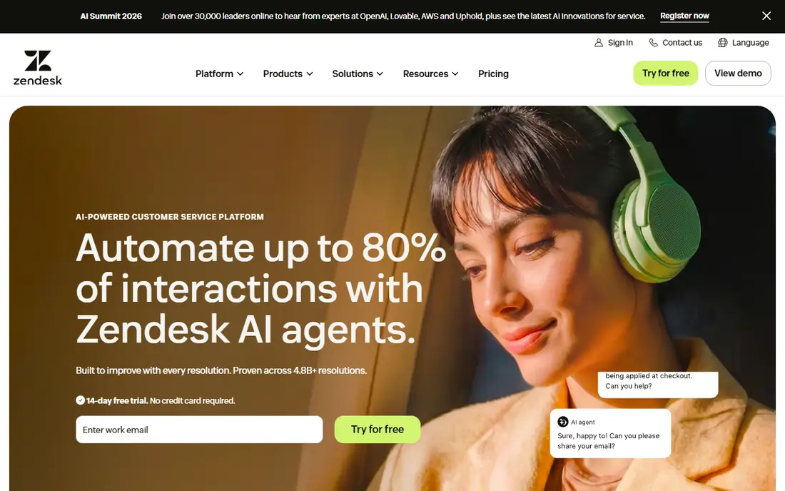 Zendesk AI website