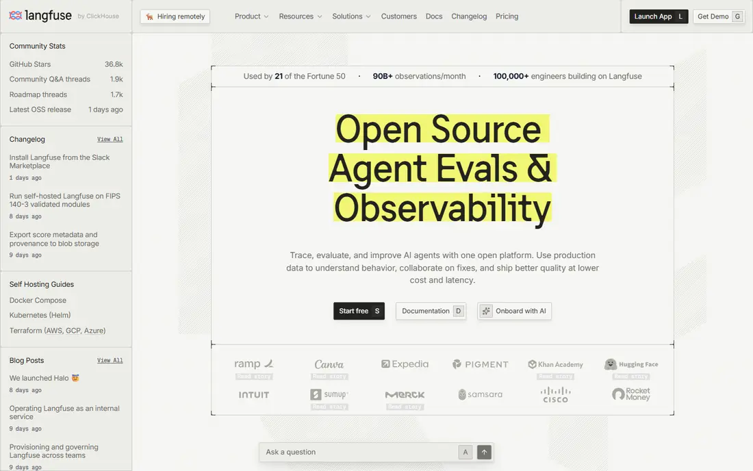 Langfuse website