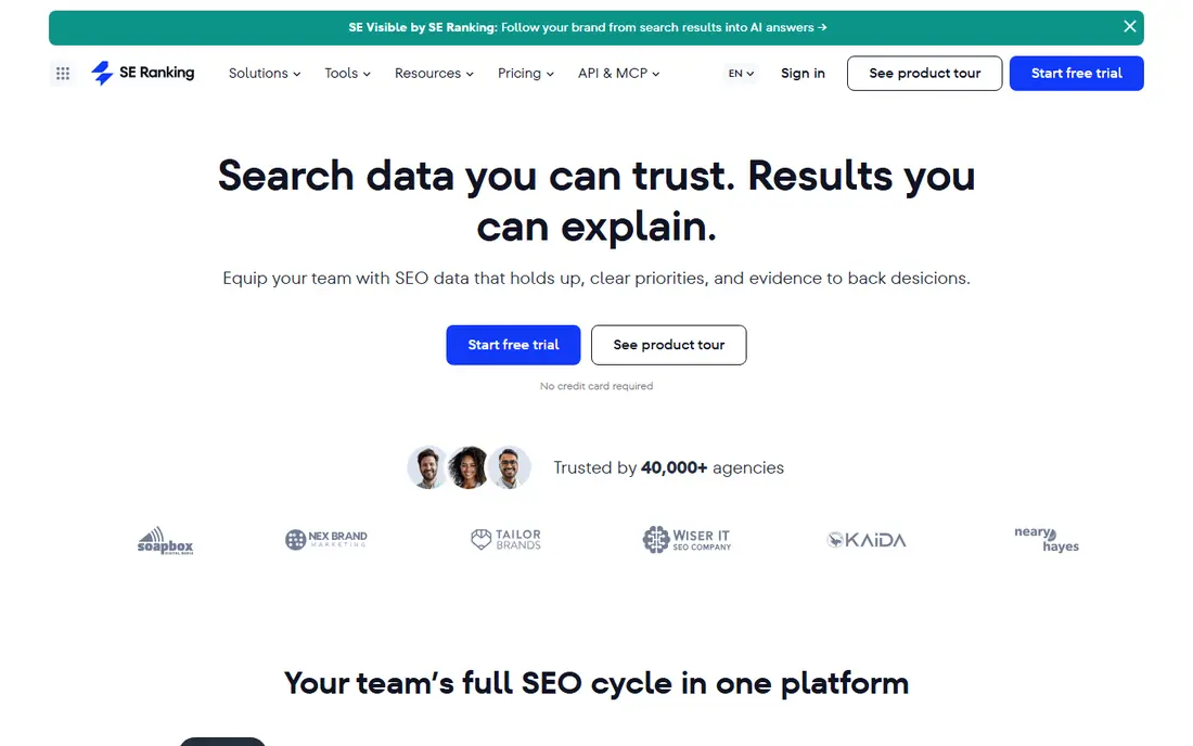 SE Ranking AI Search website