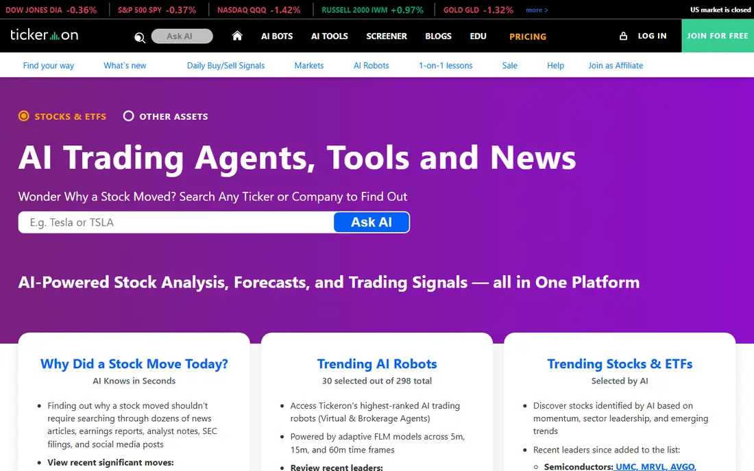 Tickeron website