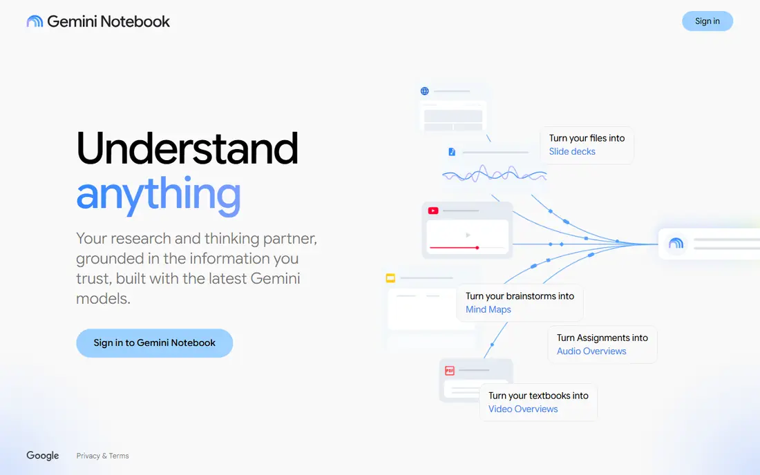Gemini Notebook website