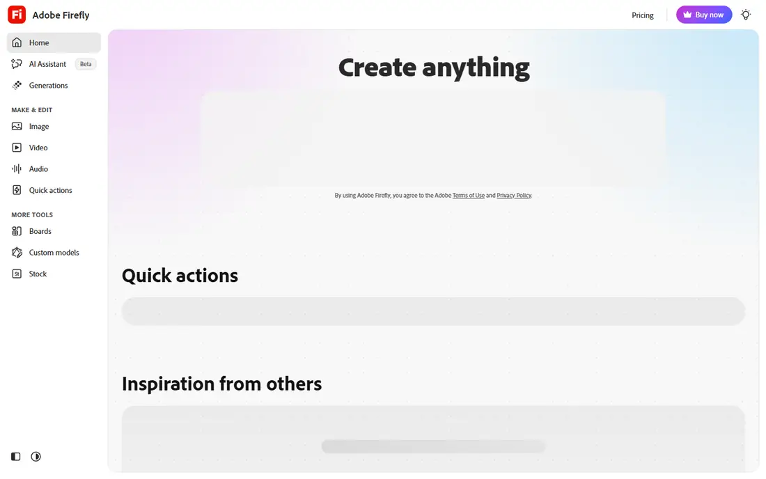 Adobe Firefly website