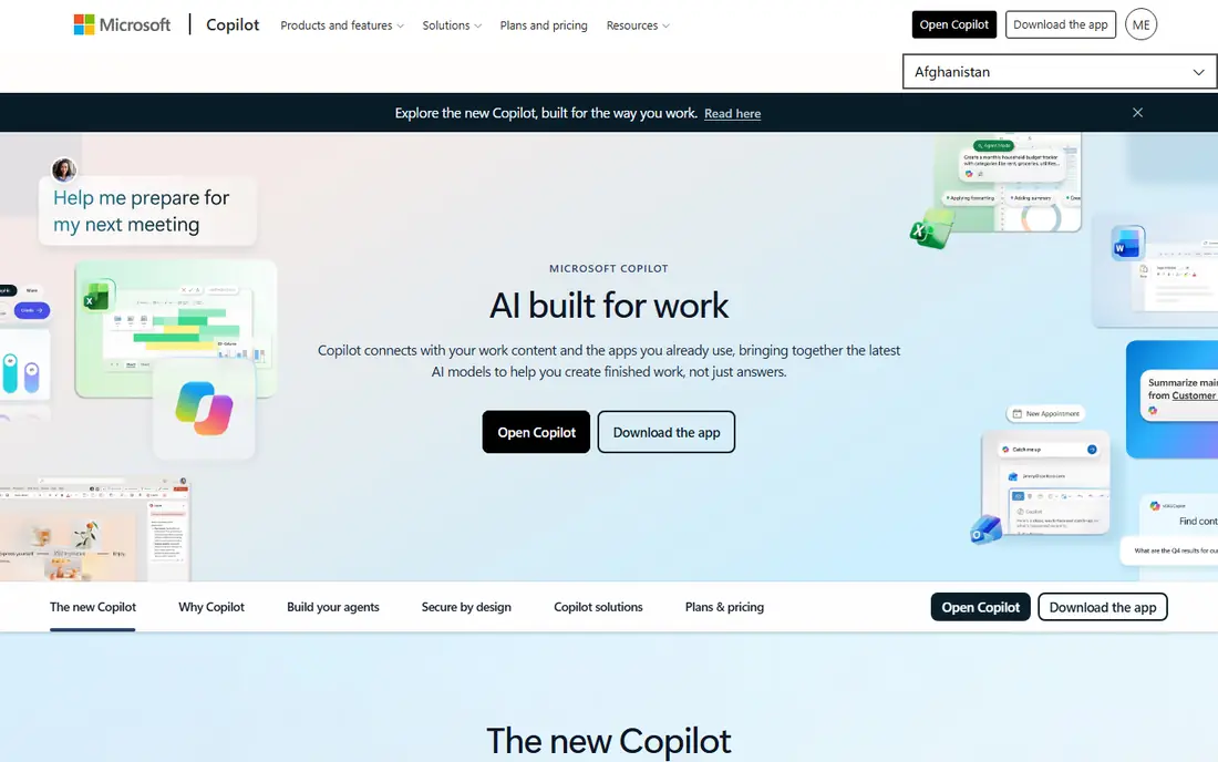 Microsoft 365 Copilot website