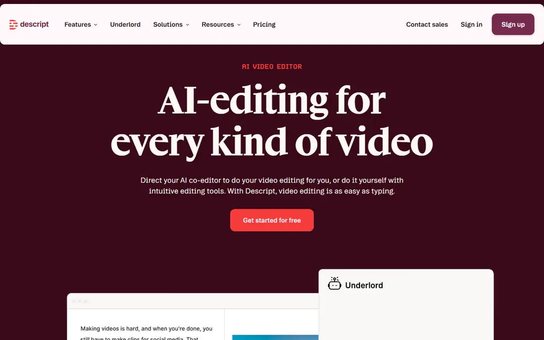Descript website