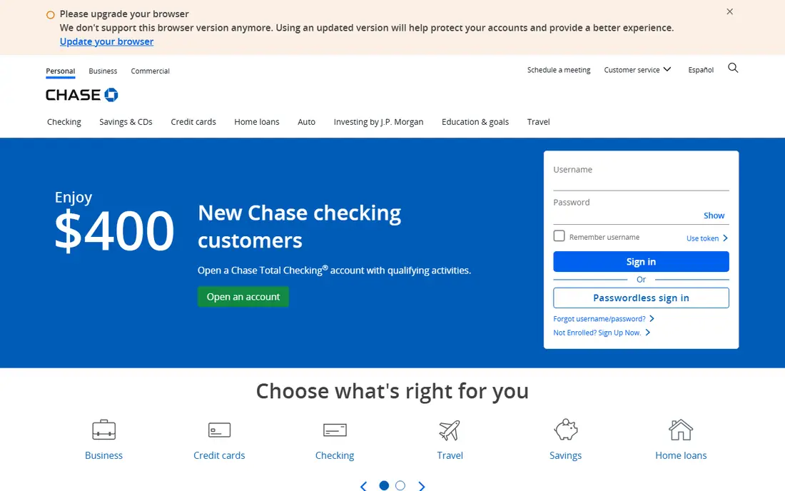 Chase website