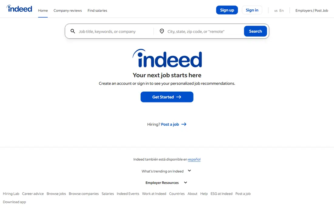 Indeed website