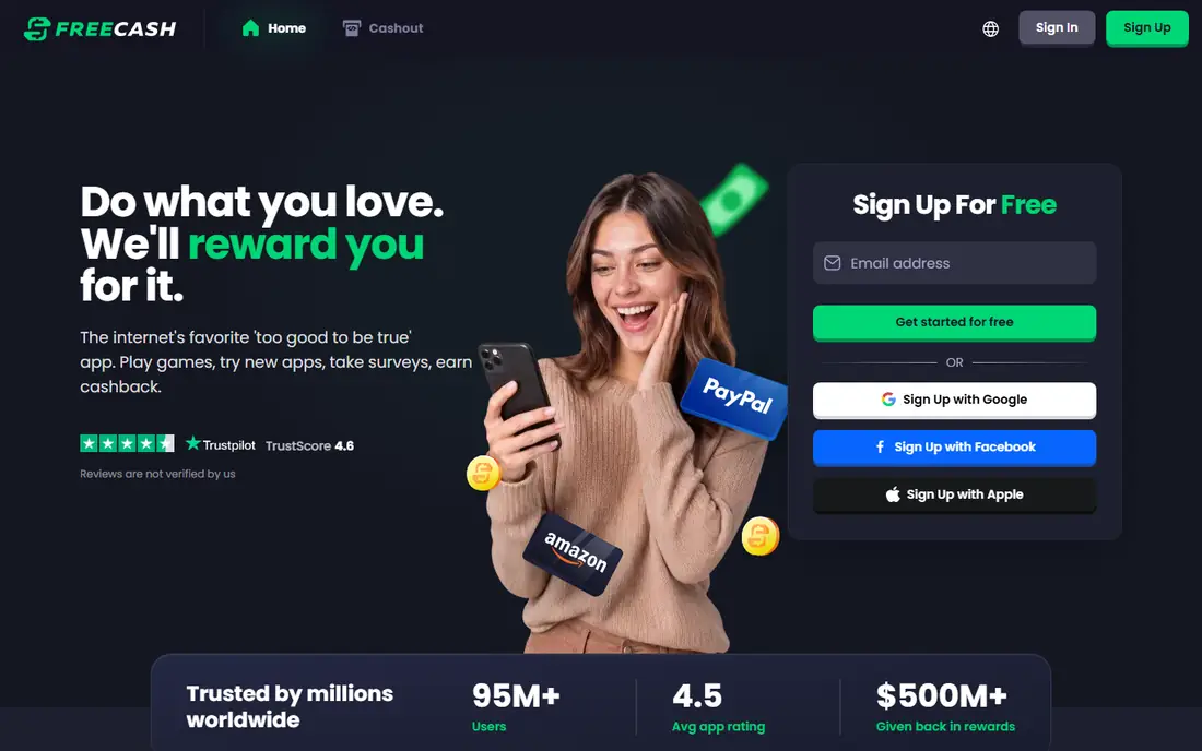 Freecash website