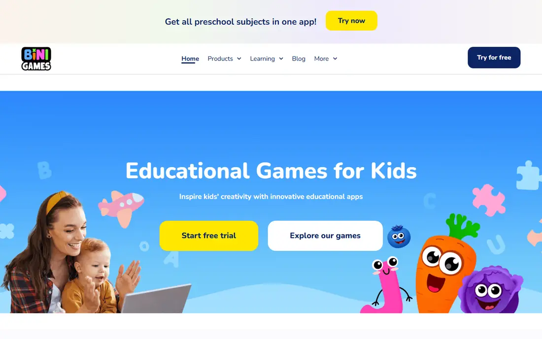 Bini Drawing for Kids website