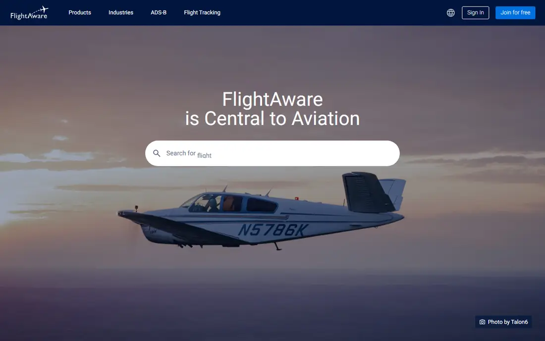 FlightAware website