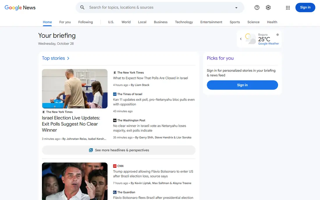Google News website