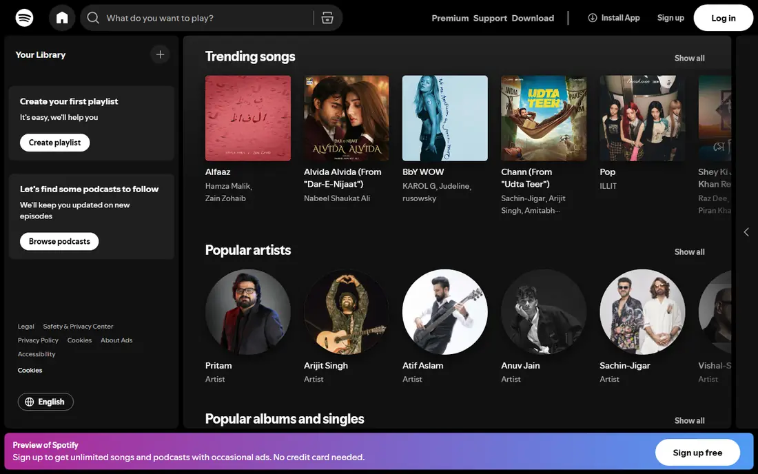 Spotify website