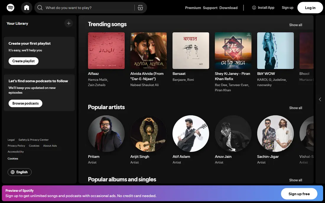 Spotify website