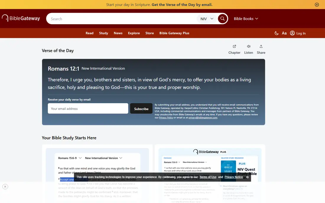 Bible Gateway website