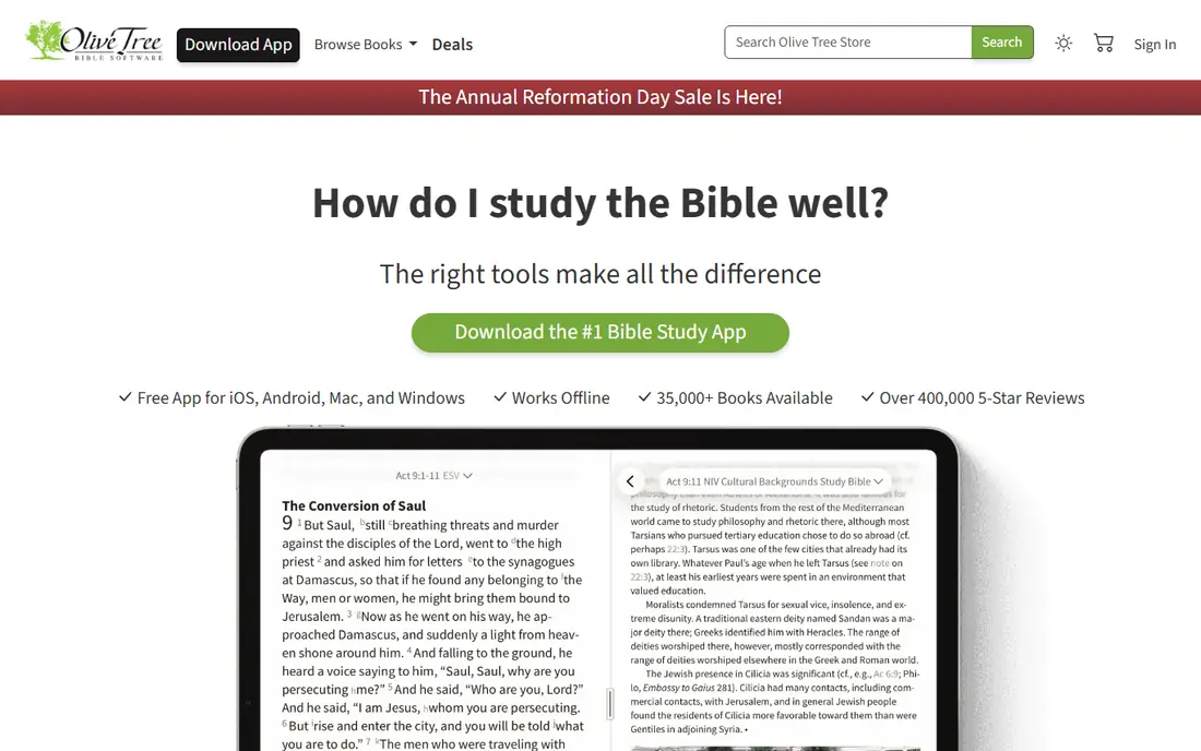 Olive Tree Bible App website