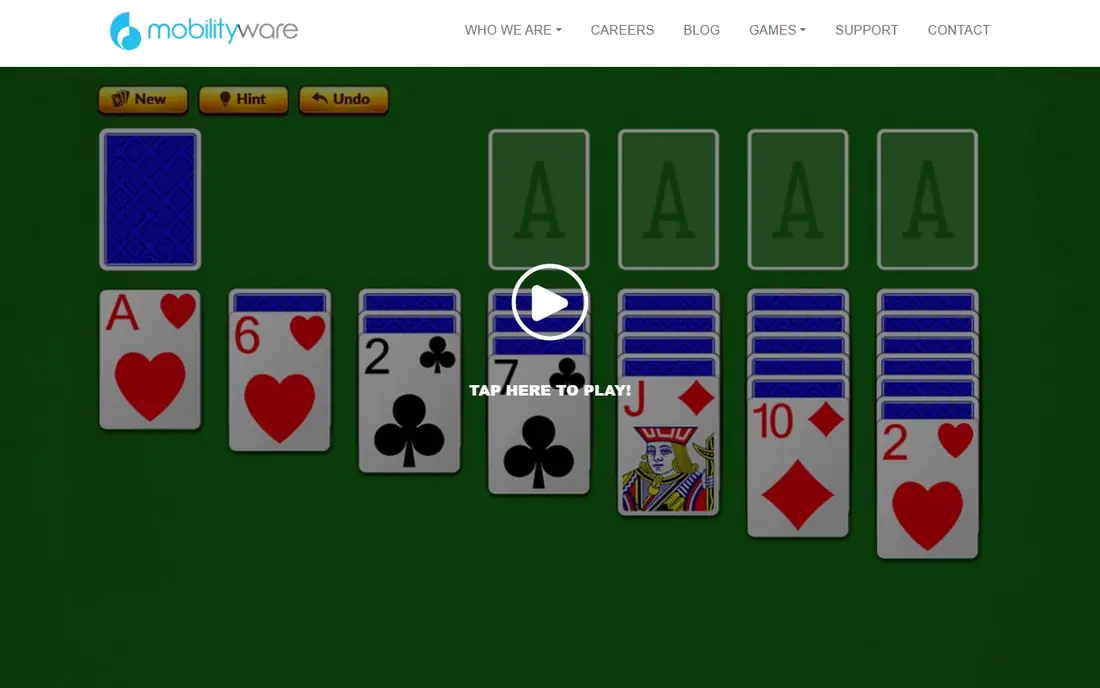 Blackjack by MobilityWare website