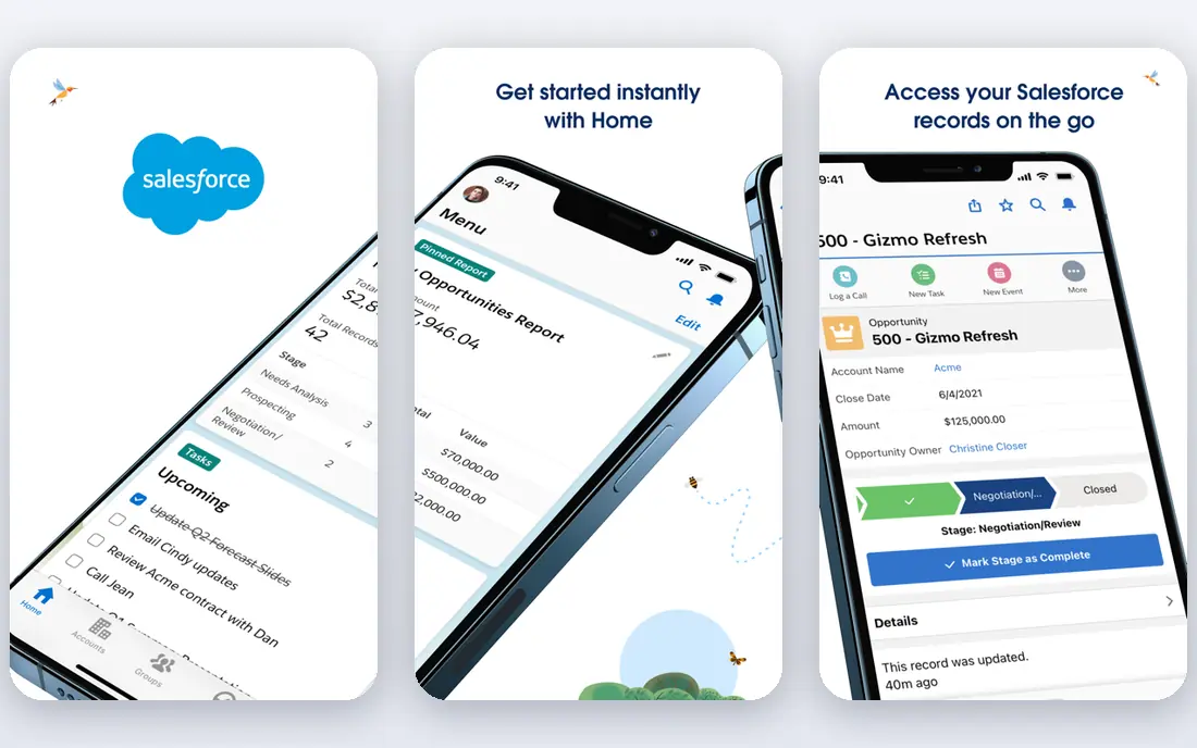 Salesforce app screenshots