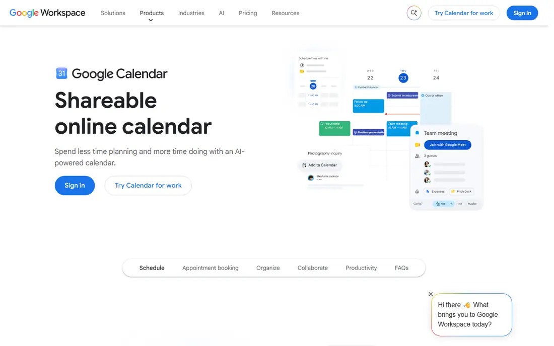 Google Calendar website