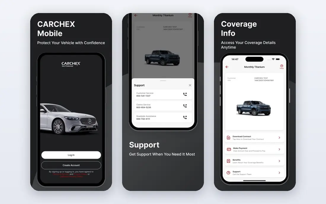CARCHEX app screenshots