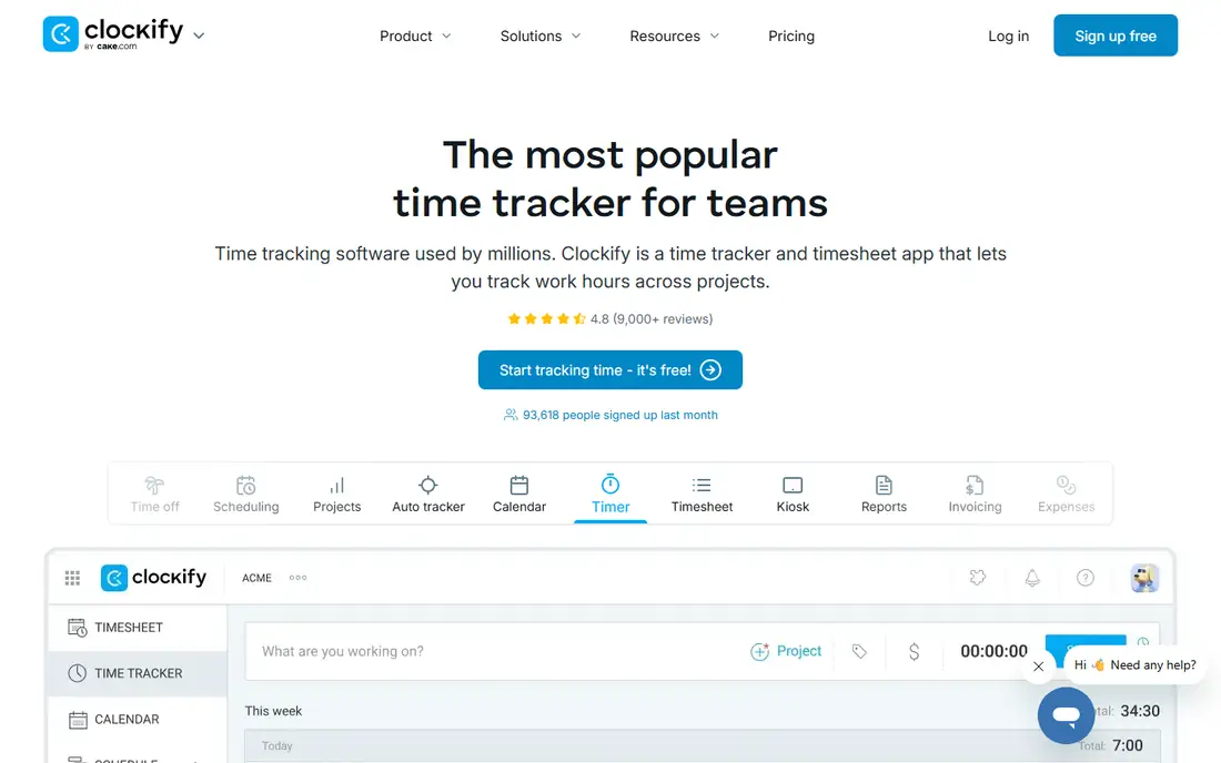 Clockify website