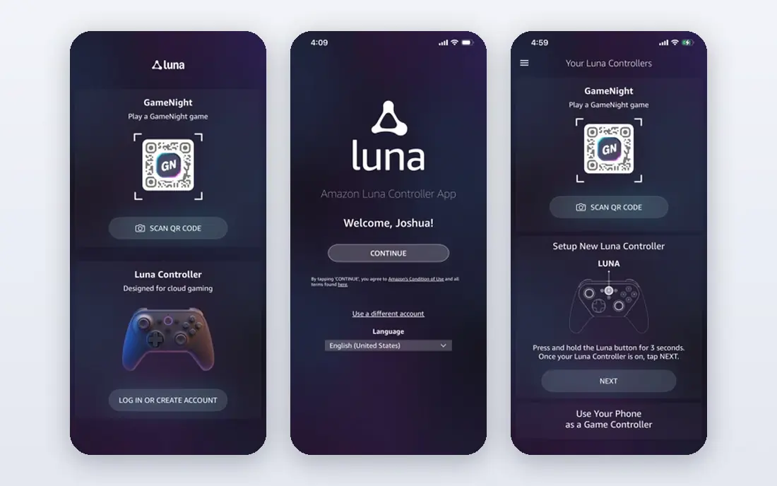 Amazon Luna app screenshots