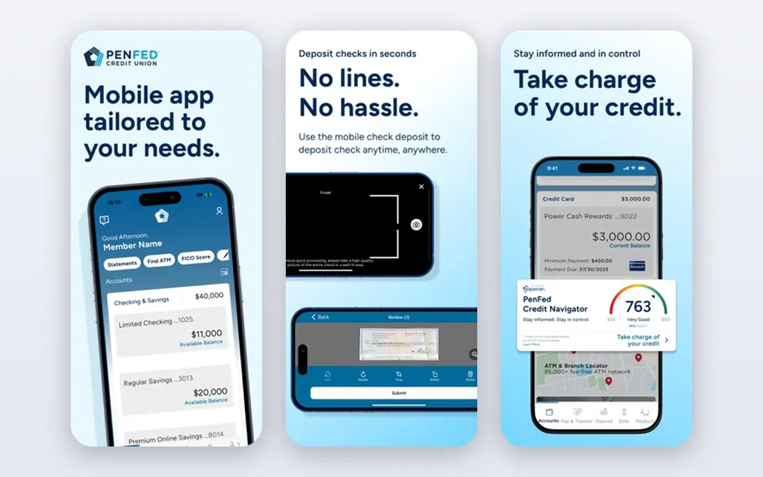 PenFed Credit Union app screenshots