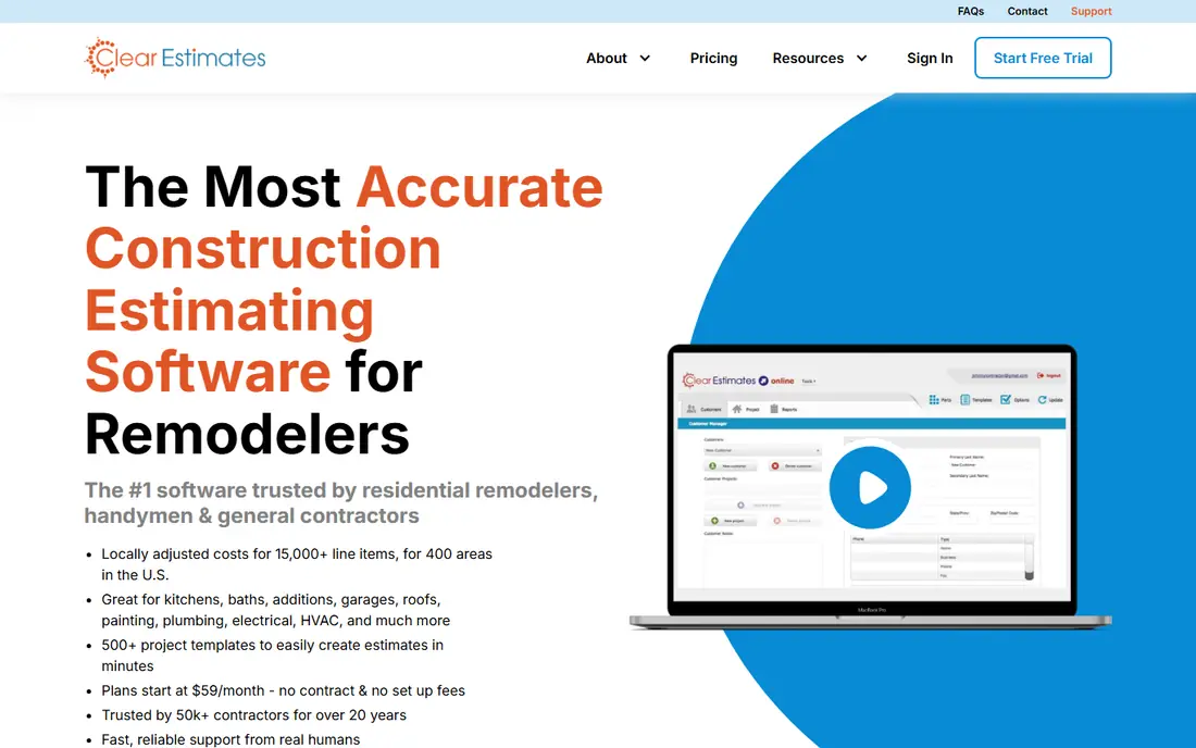 Clear Estimates website