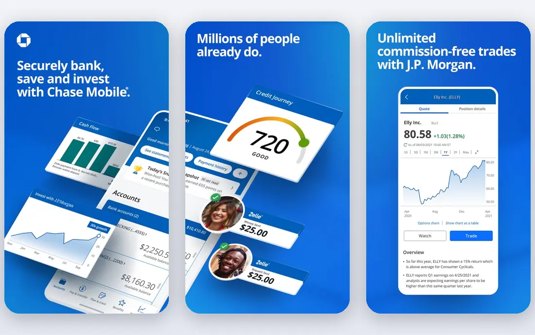 Chase app screenshots