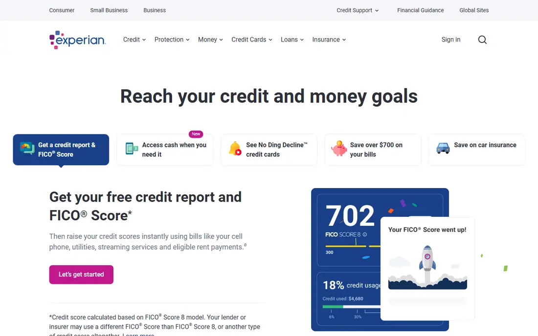 Experian website