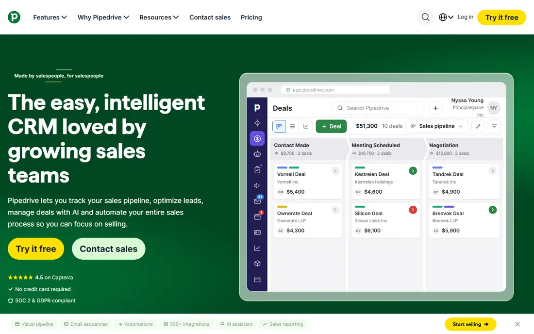 Pipedrive website