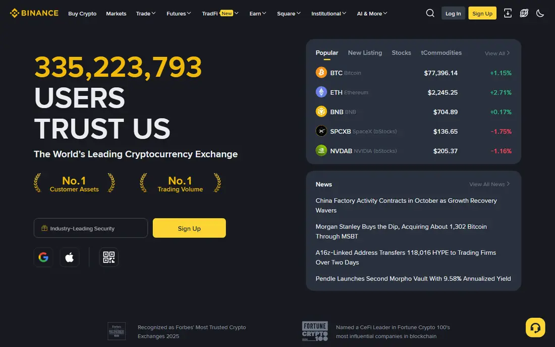 Binance website