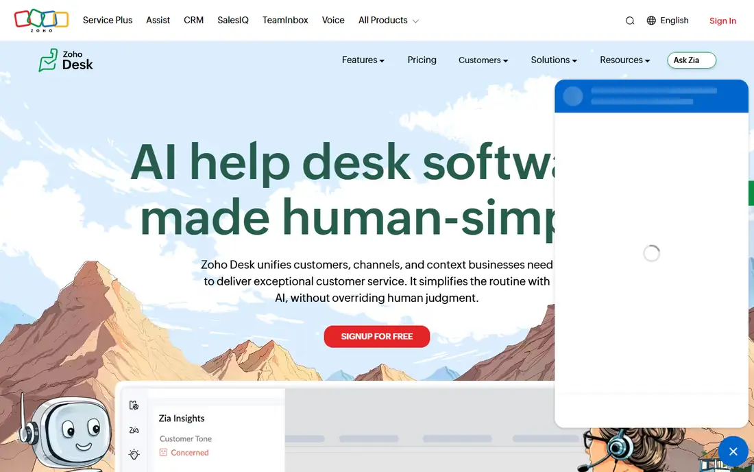 Zoho Desk website