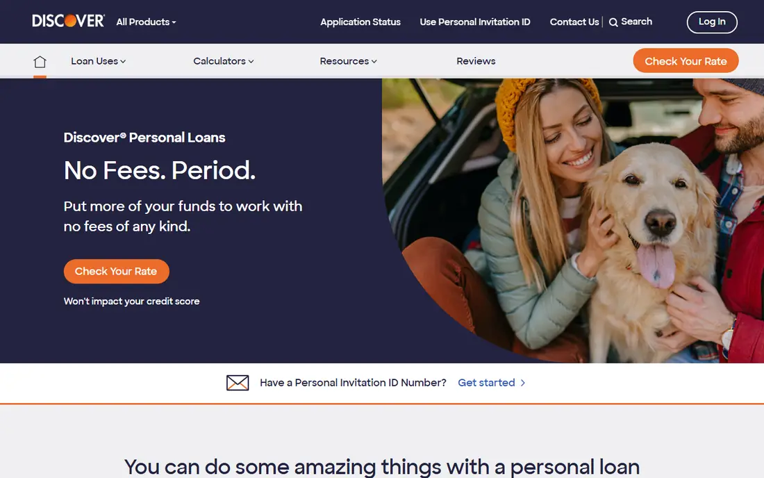 Discover Personal Loans website