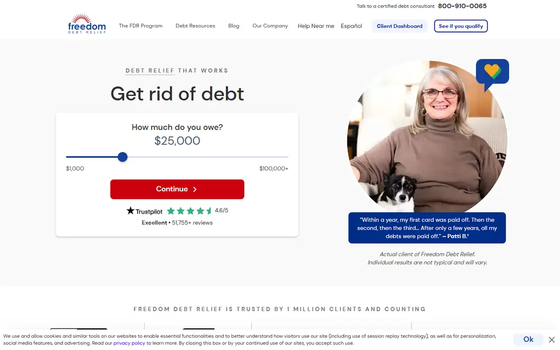Freedom Debt Relief website