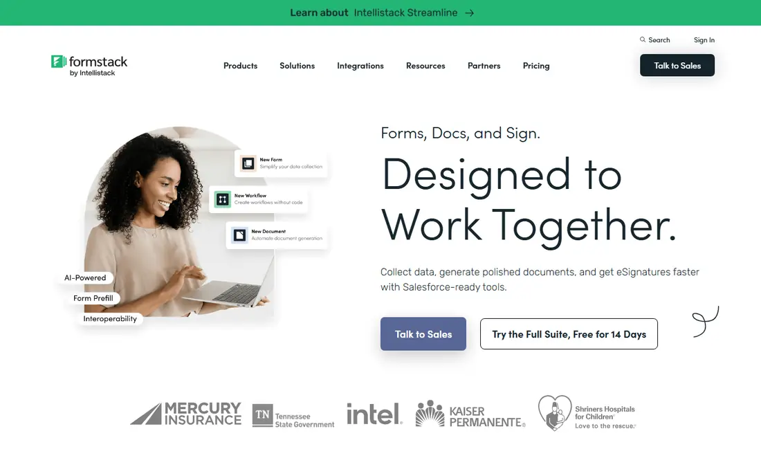 Formstack Documents website