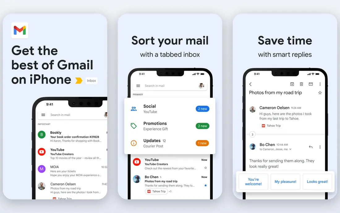 Gmail app screenshots