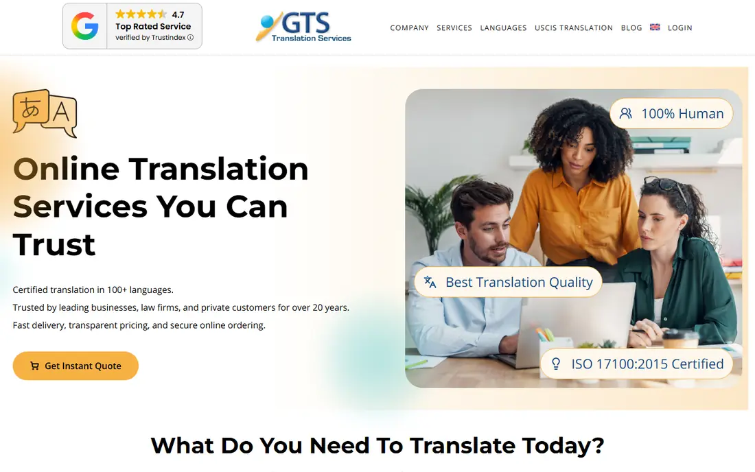 GTS Translation website