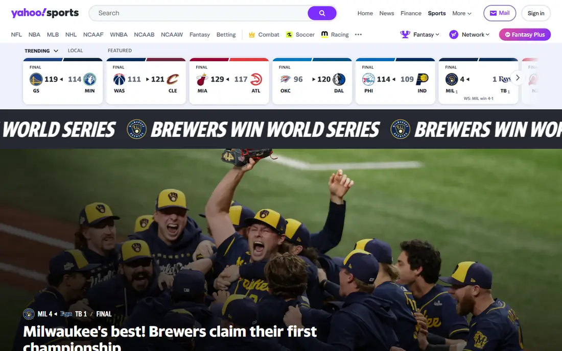 Yahoo Fantasy website